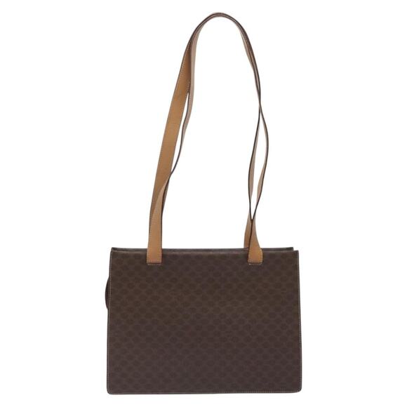 CELINE Macadam Canvas Shoulder Bag Pvc Brown Gold - Picture 3 of 12